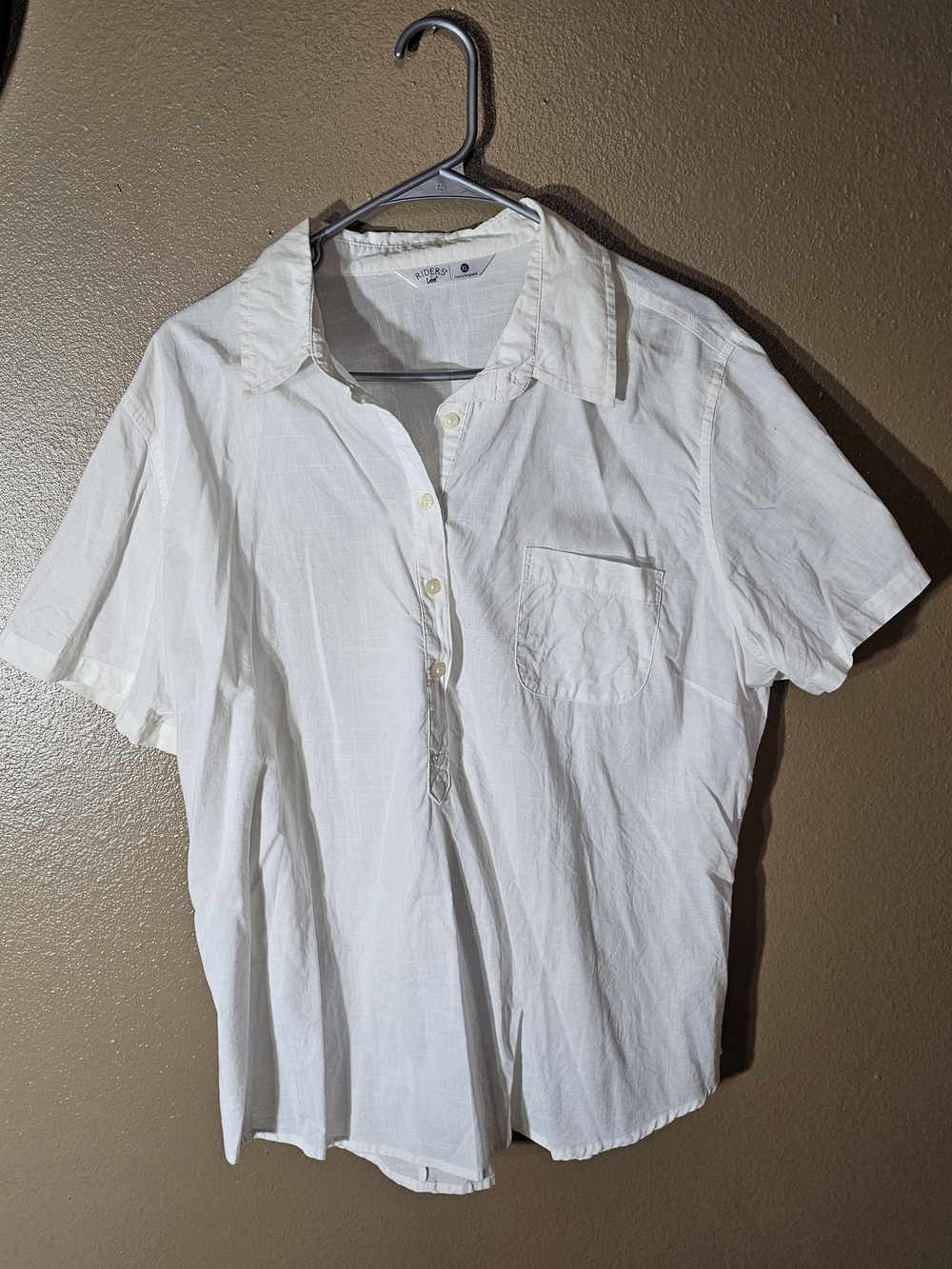 Lee Riders White Short Sleeve Button Polo